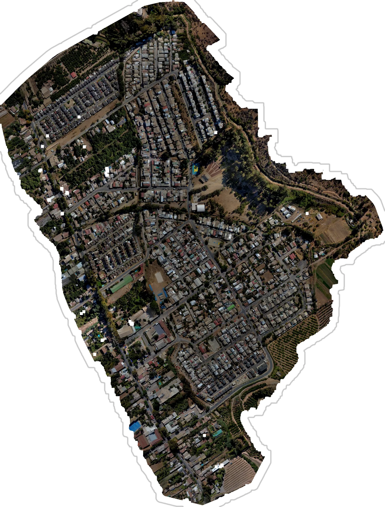 Ortofoto de zona urbana extensa